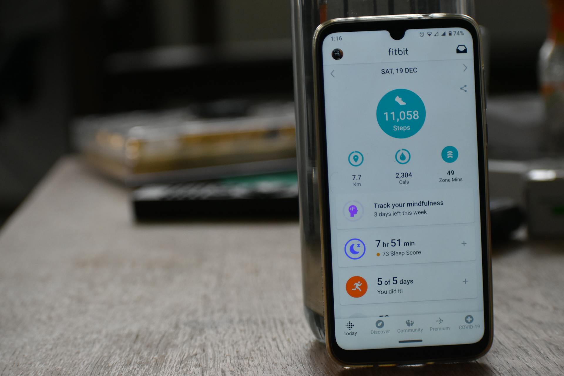 Smartphone screen showing fitness workout statistics in training app